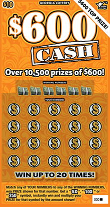 $600 CASH scratch-off ticket