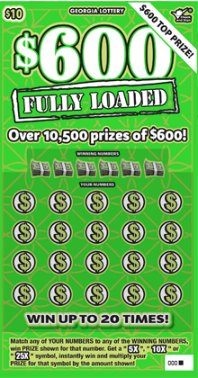 $600 FULLY LOADED scratch-off ticket