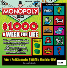 MONOPOLY $1,000 A WEEK FOR LI scratch-off ticket