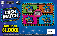 CASH MATCH scratch-off ticket