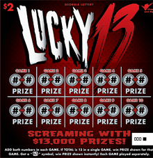 LUCKY 13 scratch-off ticket