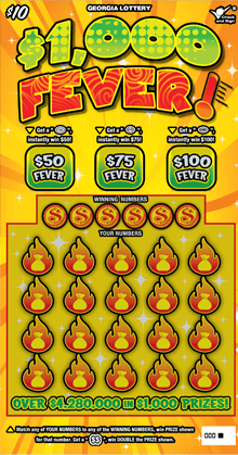 $1,000 FEVER! scratch-off ticket