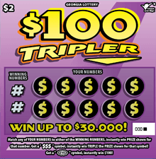 $100 TRIPLER scratch-off ticket