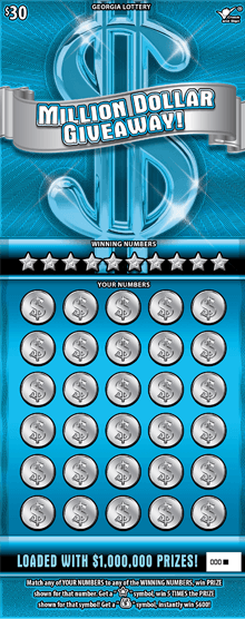 MILLION DOLLAR GIVEAWAY! scratch-off ticket