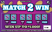MATCH 2 WIN scratch-off ticket