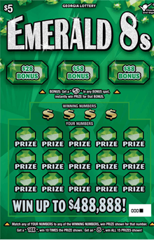 EMERALD 8s scratch-off ticket