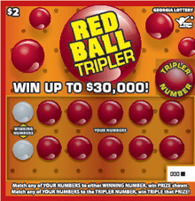 RED BALL TRIPLER scratch-off ticket
