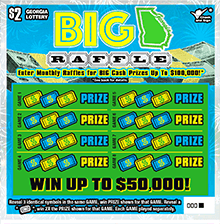 $2 BIG GEORGIA RAFFLE scratch-off ticket