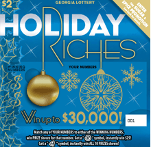 HOLIDAY RICHES scratch-off ticket