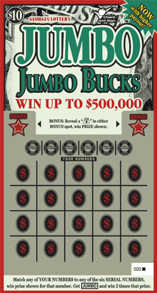 JUMBO JUMBO BUCKS scratch-off ticket