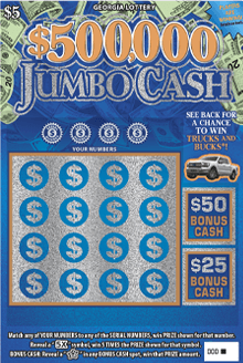 $500,000 JUMBO CASH scratch-off ticket
