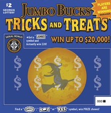 JUMBO BUCKS TRICKS AND TREATS scratch-off ticket