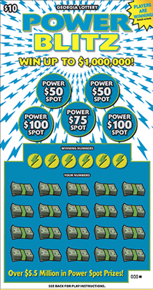 POWER BLITZ scratch-off ticket