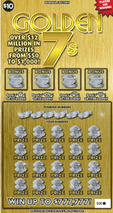 GOLDEN 7s scratch-off ticket