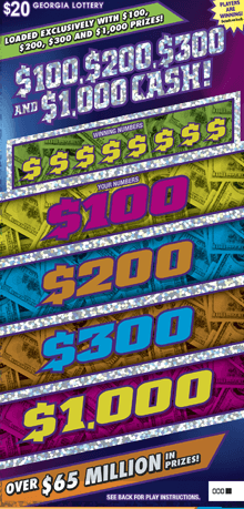 $100, $200, $300 and $1,000 C scratch-off ticket