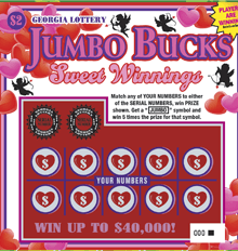 JUMBO BUCKS Sweet Winnings scratch-off ticket