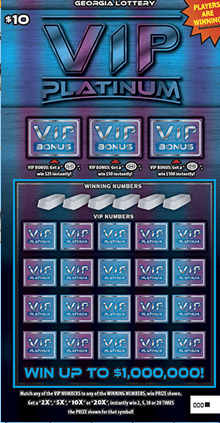 VIP PLATINUM scratch-off ticket
