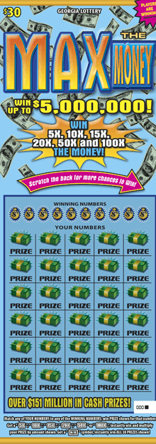 MAX THE MONEY scratch-off ticket