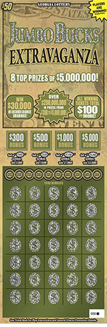 JUMBO BUCKS EXTRAVAGANZA scratch-off ticket