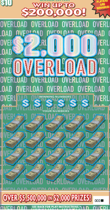 $2,000 OVERLOAD scratch-off ticket