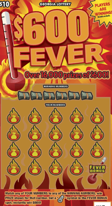 $600 FEVER scratch-off ticket