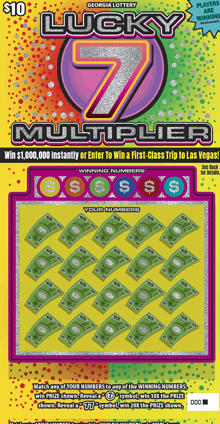 LUCKY 7 MULTIPLIER scratch-off ticket