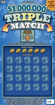 $1,000,000 TRIPLE MATCH scratch-off ticket