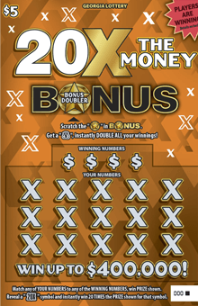 20X THE MONEY BONUS DOUBLER scratch-off ticket