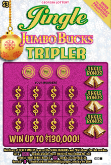 Jingle JUMBO BUCKS TRIPLER scratch-off ticket
