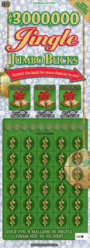 $3,000,000 Jingle JUMBO BUCKS scratch-off ticket