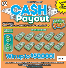CA$H Payout scratch-off ticket