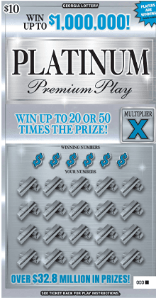 PLATINUM Premium Play scratch-off ticket