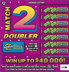 MATCH 2 DOUBLER scratch-off ticket