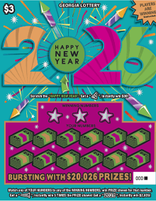 HAPPY NEW YEAR 2026 scratch-off ticket