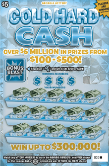 COLD HARD CASH scratch-off ticket