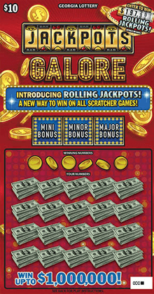 JACKPOTS GALORE scratch-off ticket