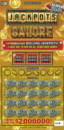 JACKPOTS GALORE scratch-off ticket