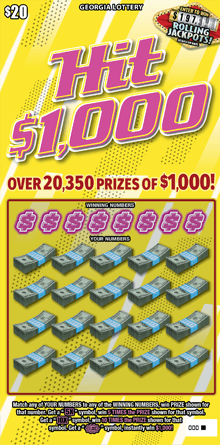 HIT $1,000 scratch-off ticket
