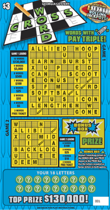 CROSSWORD scratch-off ticket