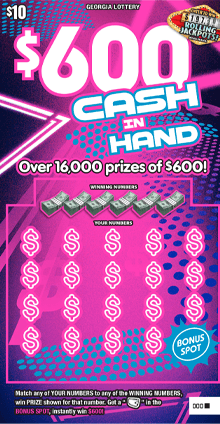 $600 CASH IN HAND scratch-off ticket