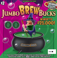 JUMBO BREW BUCKS scratch-off ticket