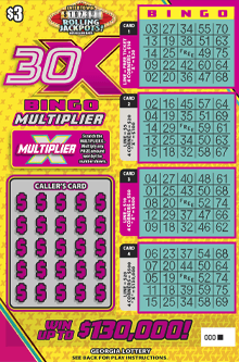 30X BINGO MULTIPLIER scratch-off ticket