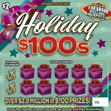 Holiday $100s scratch-off ticket