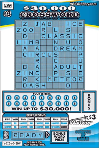 $30,000 Crossword scratch-off ticket