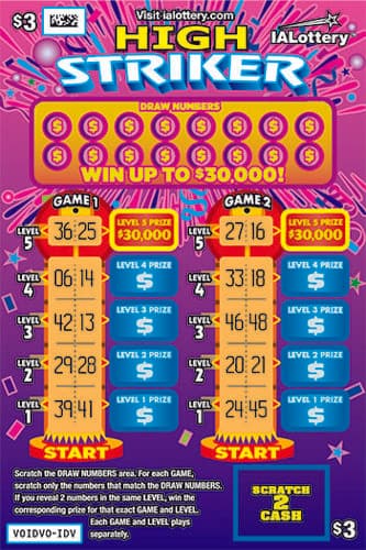 High Striker scratch-off ticket