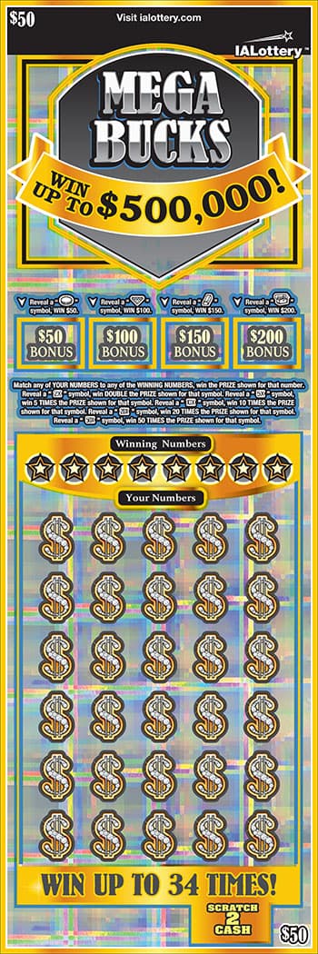 Mega Bucks scratch-off ticket