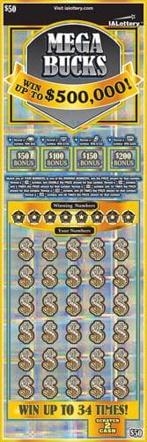 Mega Bucks scratch-off ticket
