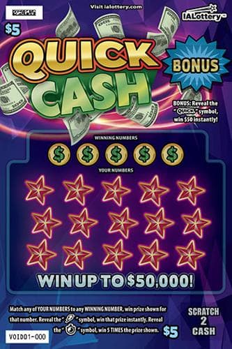 Quick Cash scratch-off ticket