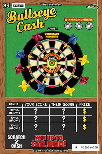 Bullseye Cash scratch-off ticket