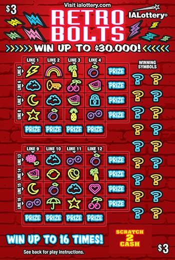NEW!Retro Bolts scratch-off ticket
